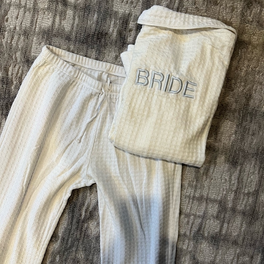 White Waffle Bride PJs